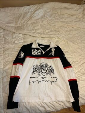 FA Graphic Rugby-Style Long Sleeve Top - Black, White, Red